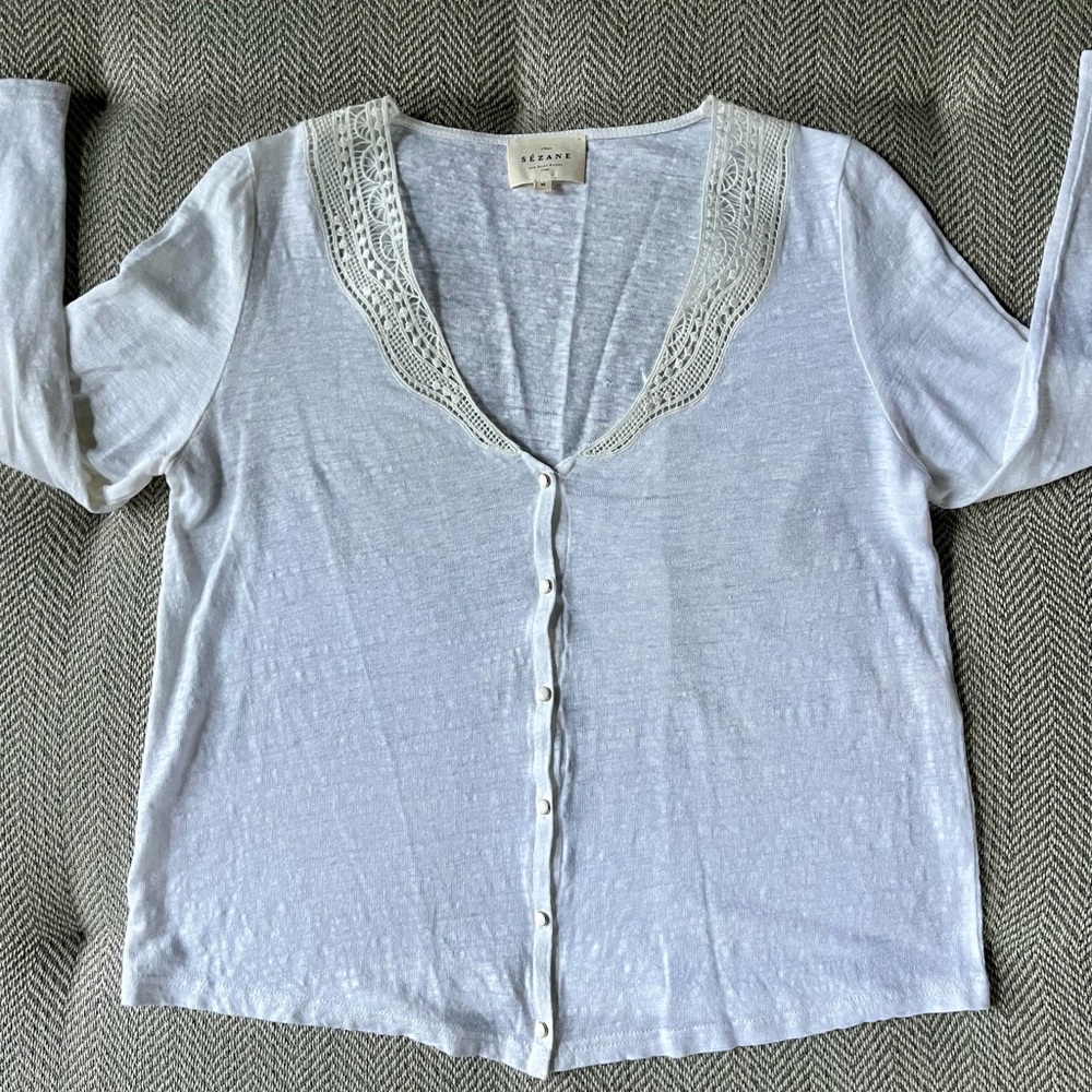 SEZANE Bettany top in Ecru, Medium.